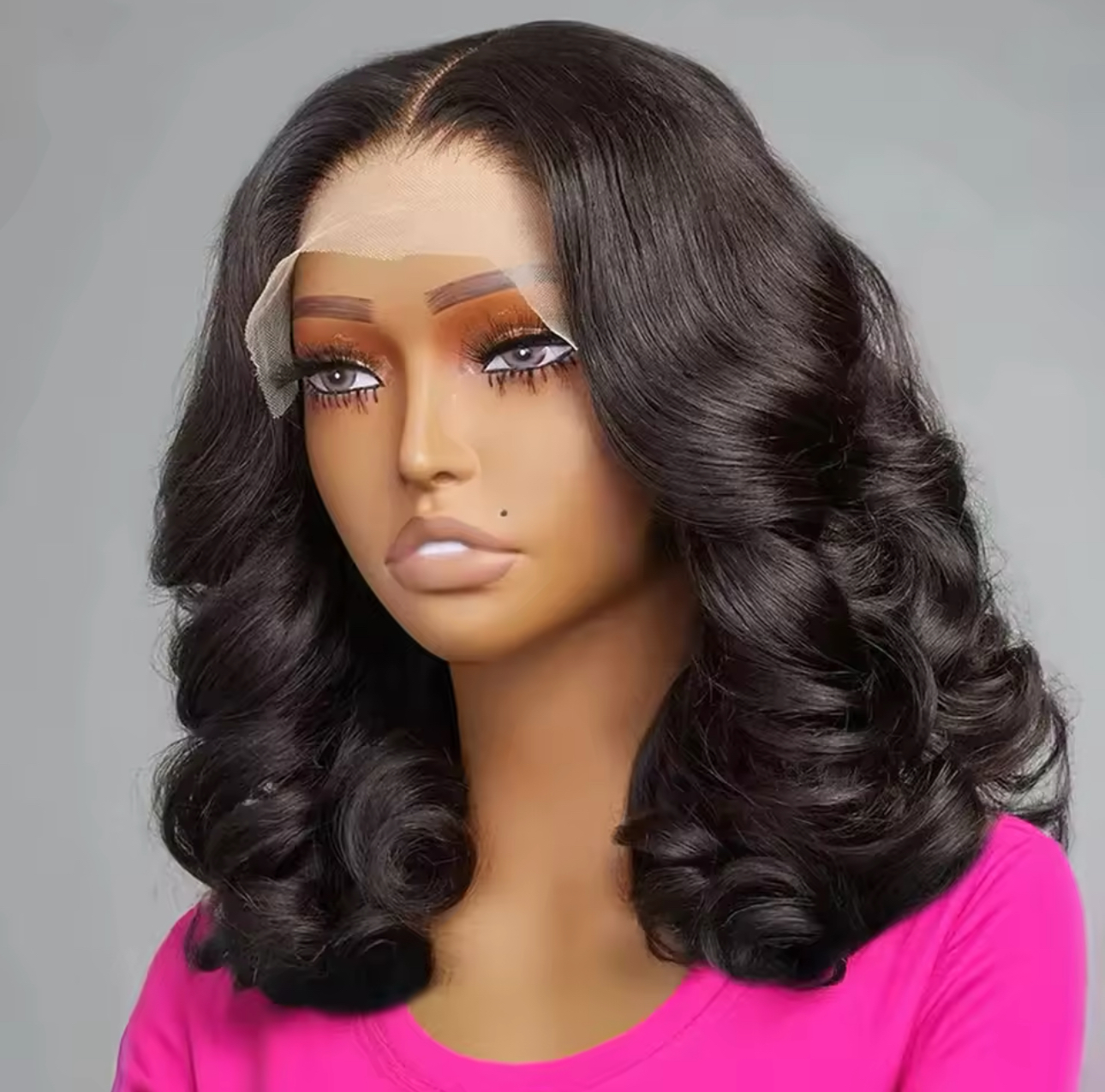 14"bouncy wig (natural black)(hd 5*5 closure)2